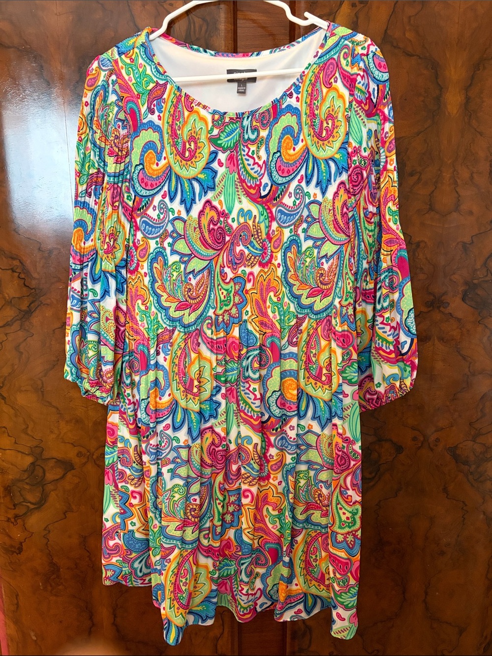 Bright Paisley Midi Dress in White Base with Multicolor Print
